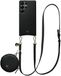 AVY Étui en cuir pour Samsung Galaxy S25 Ultra | Avec cordon et mini pochette pour téléphone | Compatible MagSafe | Étui en cuir avec cordon de 130 cm et pochette | Cuir Long | Noir