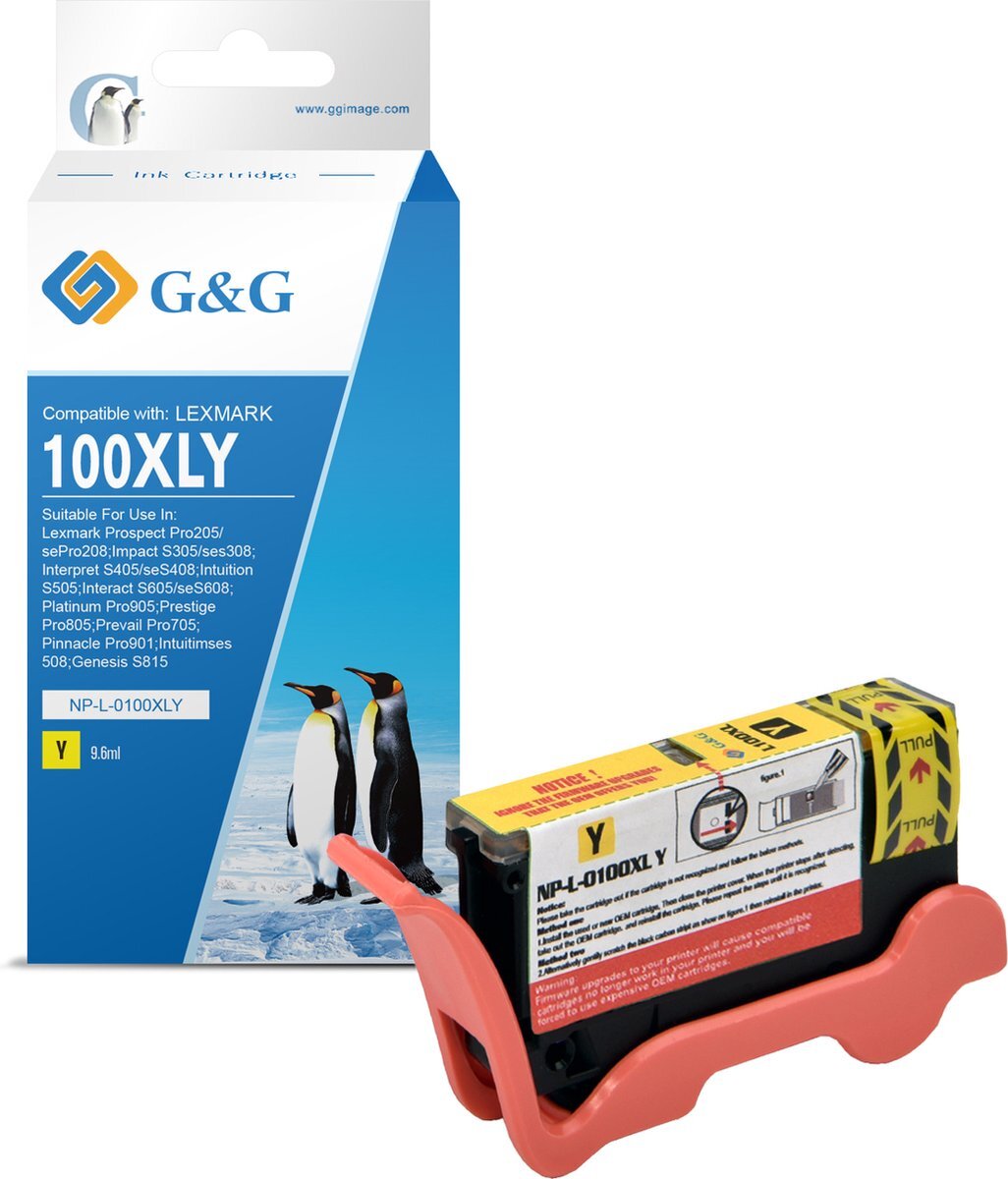 G&G 100XL 100 XL Inkcartridge geel Vervanging Lexmark 100XL Lexmark 100 XL Huismerk