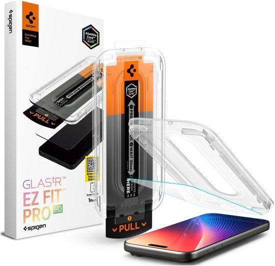 Spigen Screen Protector Geschikt voor Apple iPhone 17 Pro - GLAS.tR EZ Fit Pro - 9H+ Tempered Glass - Case Friendly - Gemakkelijke Installatie - 1-Pack