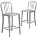 2 Flash Furniture 2 Stuks 61 cm Hoge Zilveren Metalen Krukken op Baliehoogte voor Binnen en Buiten met Rugleuning van Verticale Latten van Zakelijke Kwaliteit