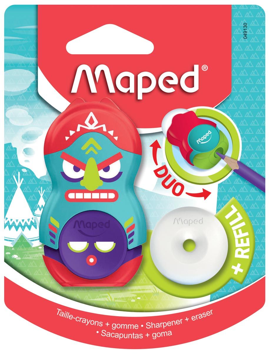 Maped Totem potloodslijper + gom - blister met 1 stuk