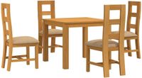 vidaXL - Eetkamerset - 5 - st - Beige - Massief - Eikenhout