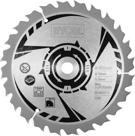 Ryobi CSB190A1 Hardmetalen Cirkelzaagblad - 190 x 16 x 24T - Universeel