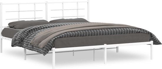 VidaXL Bedframe met Hoofdbord Metaal Wit 183x213 cm