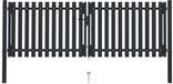 vidaXL Double gate with door steel 300x125 cm anthracite