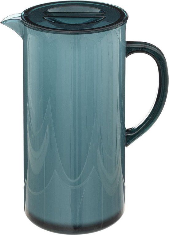 Sapkan/schenkkan karaf met deksel 1950 ml blauw - 18 x 10,5 x 25 cm - Polystyreen