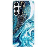 Samsung Galaxy A16 Marbre bleu paillete bedrukt siliconen hoesje