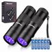 Morpilot UV-zaklamp 395nm 12 LED's Ultraviolet Zwart Licht, Inclusief 6 AAA-batterijen, UV-hars Hond/Kat Urine Detector, Mini Zaklamp 2-pack