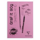 Clairefontaine 96692C Geniet Blok GraF'it - 80 Vellen Schetspapier - Stippellijning DOT - Uitneembare Vellen - A4 21x29,7 cm 90g - Roze Kaft