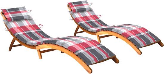 vidaXL Lounge tuinstoel met kussens van acaciahout (2 stuks)