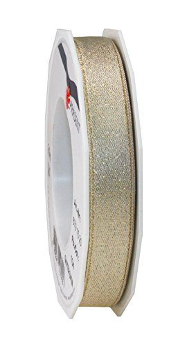Präsent Glitter satijnen lint crèmegoud 20-m-rol 15 mm breedte