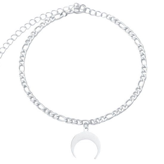 LGT JWLS Lookinggoodtoday Schakel Enkelband Roestvrijstaal - Moon Silver