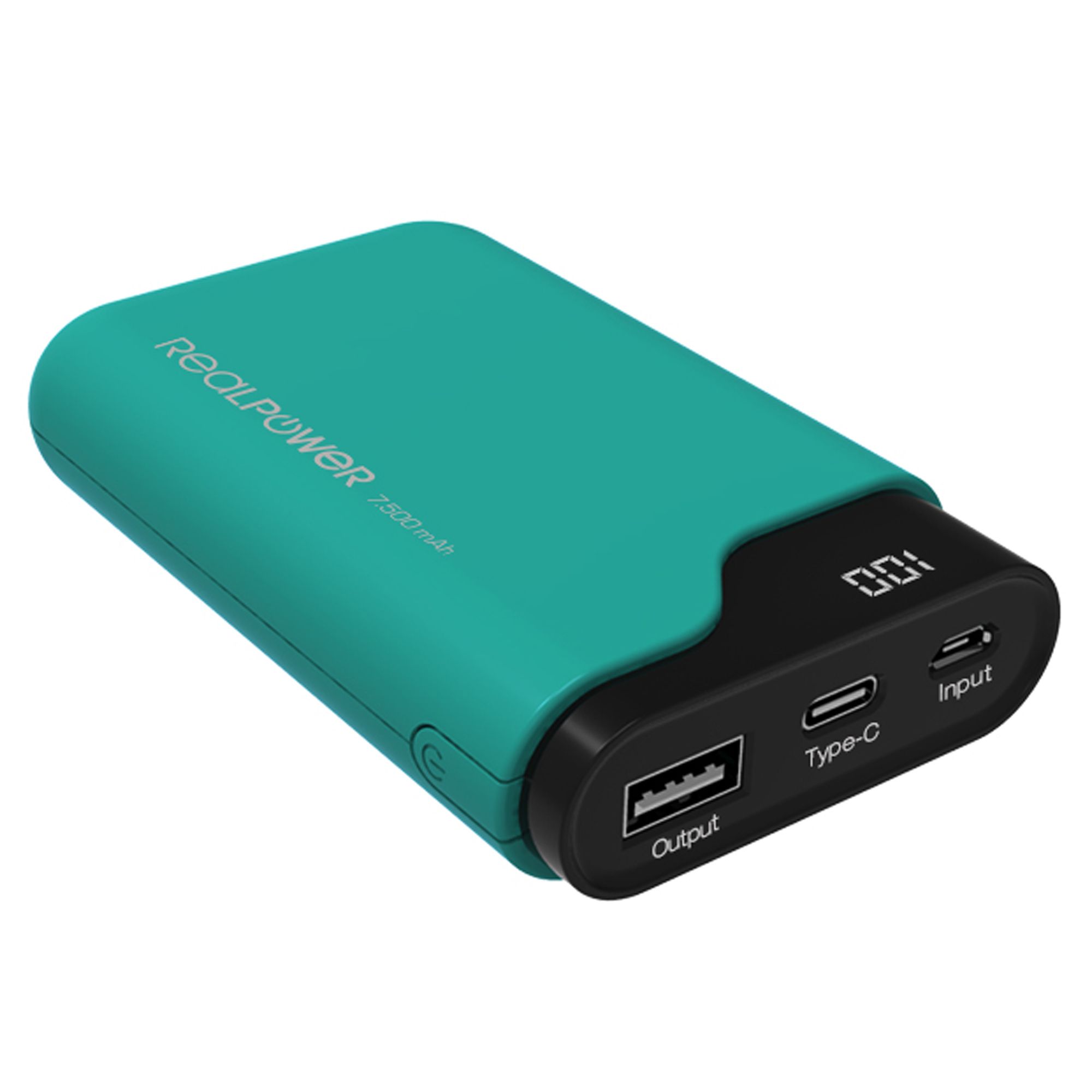 Realpower PB-7500C Powerbank - 7500 mAh - Zwart/Groen
