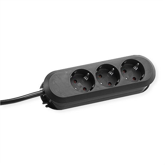 Bachmann SMART stekkerdoos 3x geaard contact, zwart, 3 m
