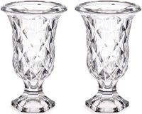 Giftdecor - Bloemenvazen 2x stuks - Rhombus transparant glas - 15 x 24 cm