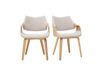 SEVAN Chaises en tissu effet velours texturé beige et bois clair (lot de 2)