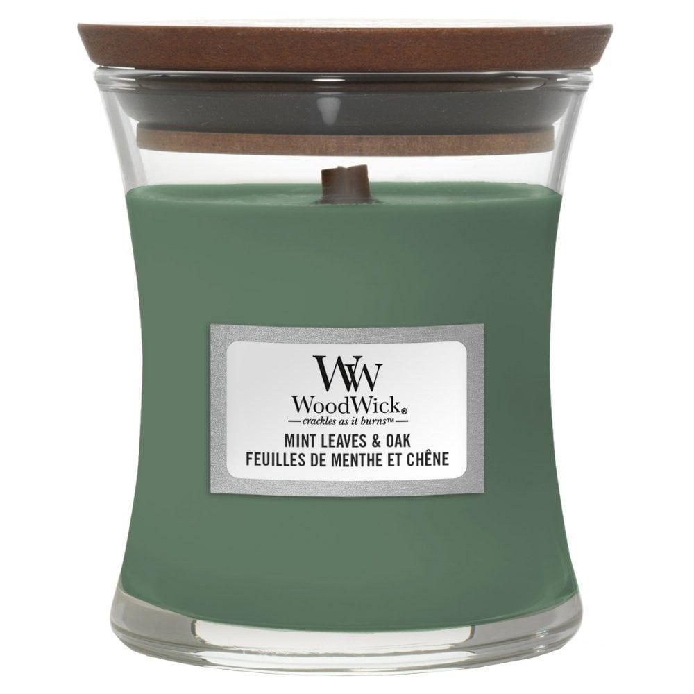 WoodWick Mint Leaves & Oak Cylinder Geurkaars - Groen