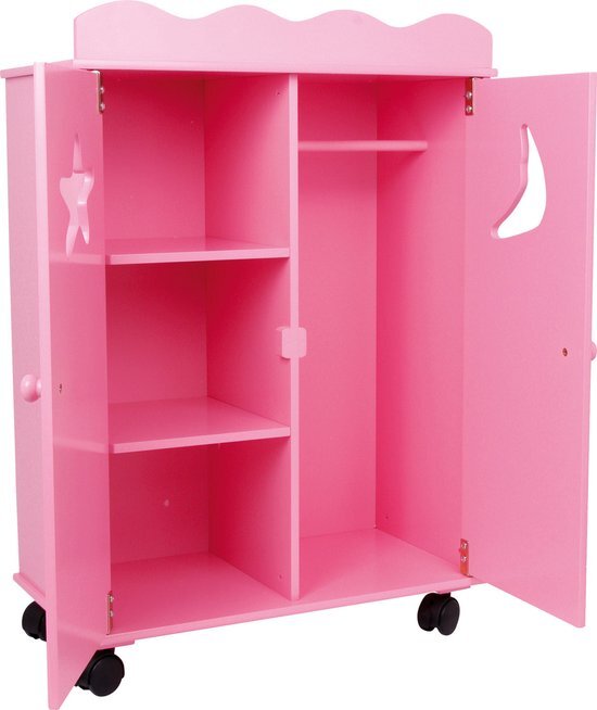 Small Foot Houten Klerenkast Voor Poppen Roze 46X25X66 cm