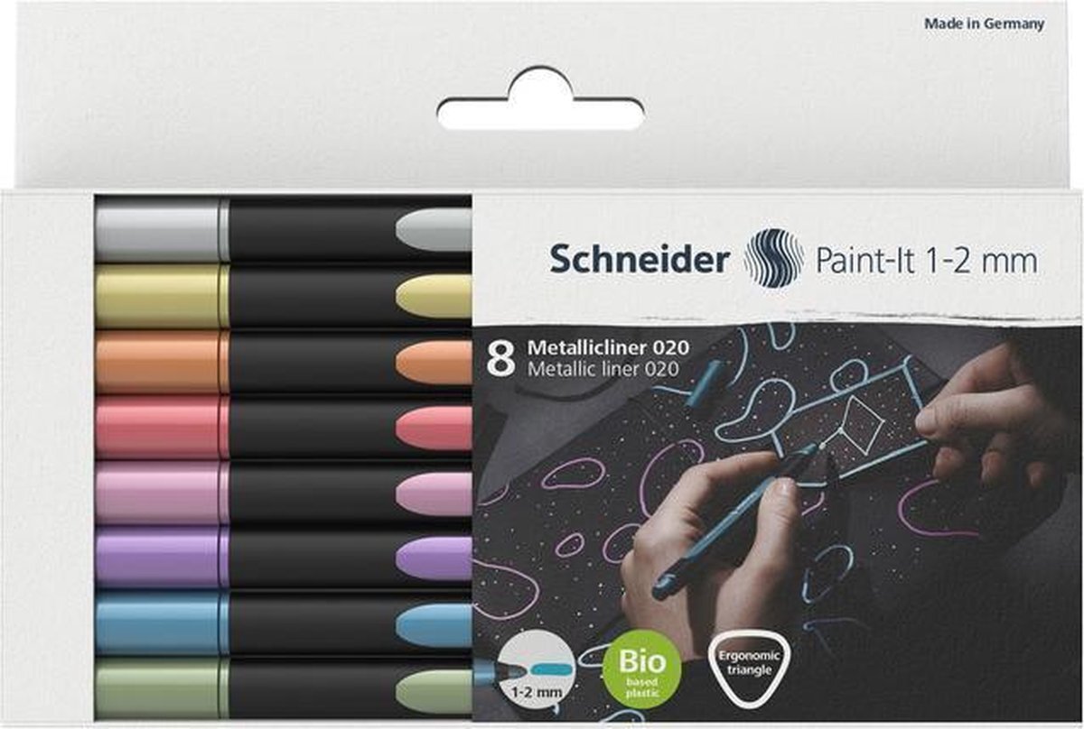 Schneider Paint-It Metallic liner 020 (lijndikte 1-2 mm) etui gesorteerd