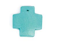 Hanger hout gewaxt turquoise, 23 x 23 mm, 50u, ca.