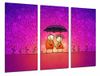 Fotodruk Fuchsia Fotodruk paren onder regenbui romantische achtergrond XXL