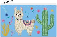 Diamond Dotz Etui met rits - Llama Party - ronde steentjes