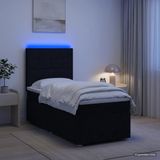 vidaXL Boxspringbed met matras, zwart, 80 x 200 cm, gestoffeerd