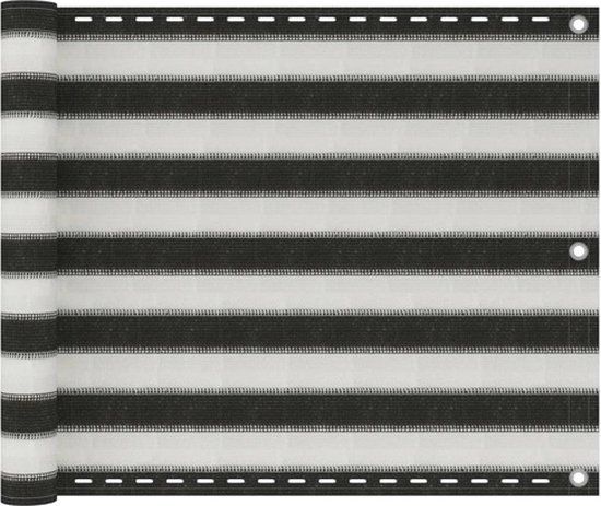 vidaXL Balkonscherm - 75x300 cm - HDPE - Antraciet en wit