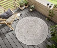 Northrugs Rond vloerkleed Porto - lichtbruin/crème 100 cm