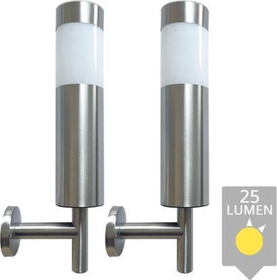 LedKoning Solar wandlamp Lucifer RVS op zonne energie