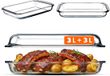 KADAX Rechthoekige ovenschaal van 6 liter van hittebestendig glas met deksel, vaatwasmachinebestendig, braadschaal, glazen ovenschaal voor lasagne, cake (transparant)