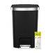 EKO Hana Prullenbak, 25 + 25 liter, pedaalemmer met dubbele compartimenten, vuilnisemmer met softclose en sluitdeksel, perfect voor keuken en thuis, mat zwart