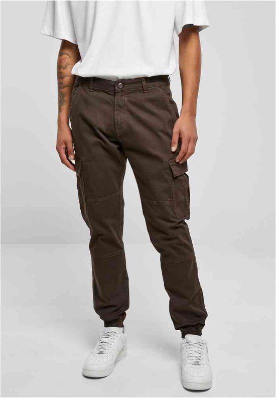 Urban Classics Washed Cargo Twill Heren Joggingbroek - Bruin - Maat W30