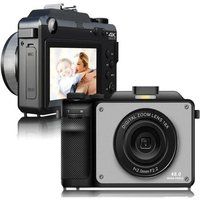 Aiorber Digitale camera 3,0 inch, dubbele lens, 48 MP, 4K-video, 18x zoom, beeldstabilisatie, compact, zwart grijs