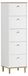 Commode 5 tiroirs, 40x40x142 cm, blanc, mat/pierre artificielle