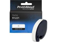 PrintAbout huismerk Tape 91221 (S0721660) Zwart op wit geschikt voor Dymo