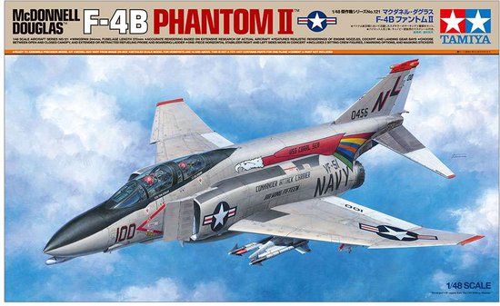 Tamiya 1:48 McDonnell Douglas F-4B Phantom II Plane Plastic Model Kit - TAM61121