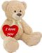 BRUBAKER XXL Teddybeer 100 cm met een Hartje - I love you - Zacht Speelgoed Knuffel - Beige