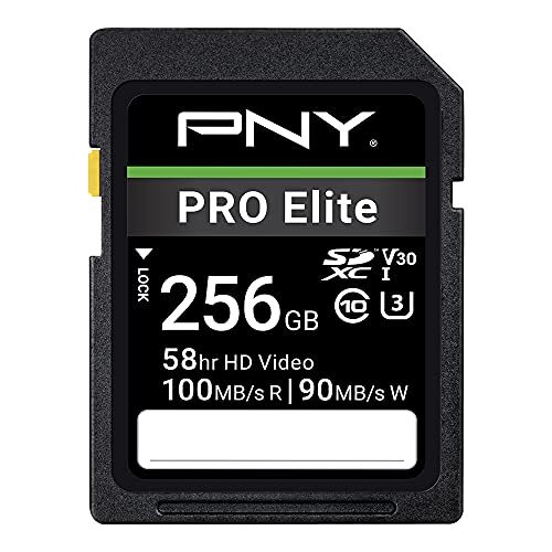 PNY 256GB PRO Elite Class 10 U3 V30 SDXC Flash Geheugenkaart