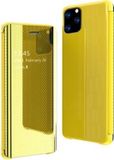 Merkloos Voor iPhone 11 Pro Max ultradunne lichtgewicht raster vergulde spiegel telefoonhoes (geel)