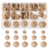 FEPITO 140 stuks handgemaakte knopen "Handgemaakt met liefde" houten knoop 15 mm 20 mm 25 mm ronde houten knopen voor het naaien en knutselen van decoraties