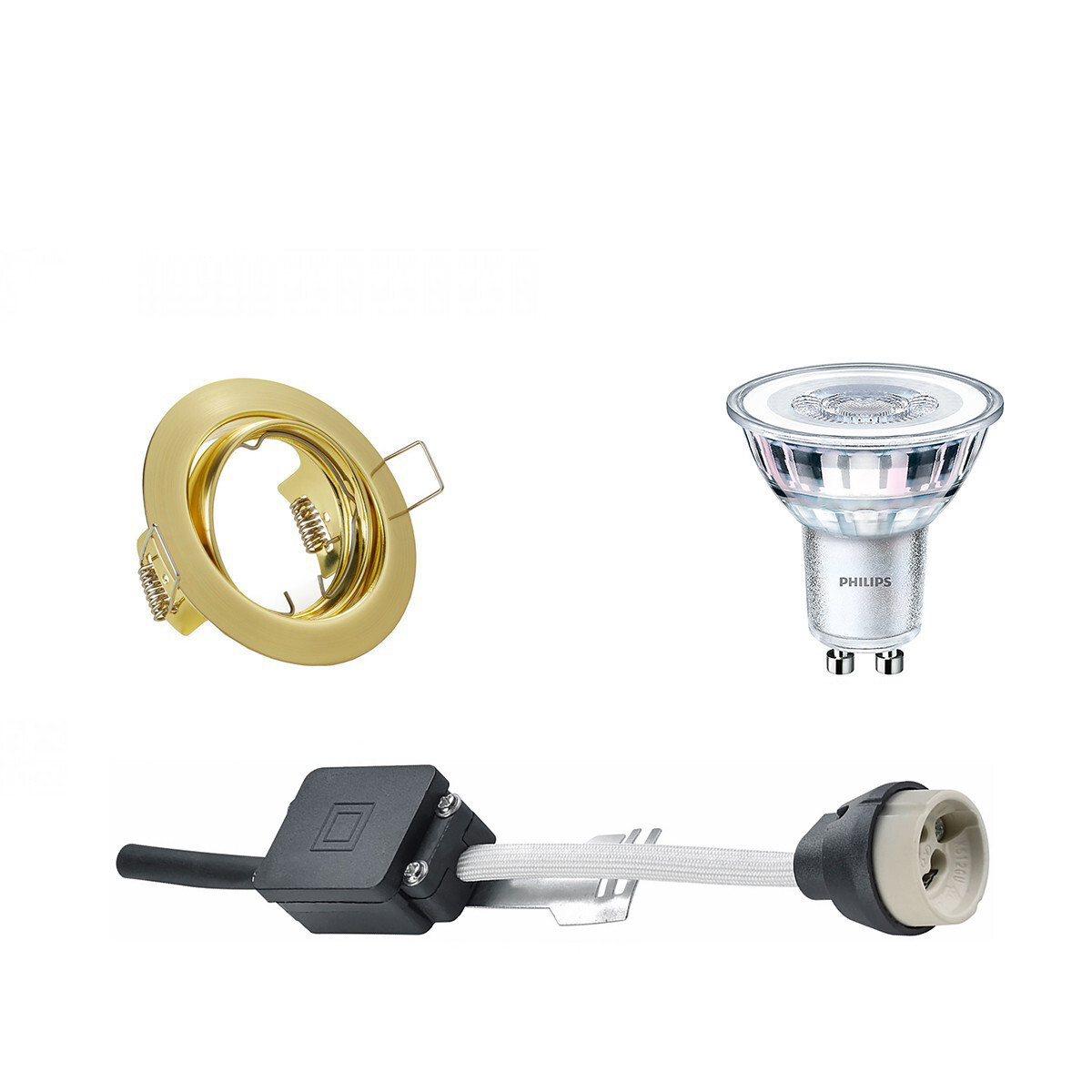 BES LED LED Spot Set - GU10 Fitting - Inbouw Rond - Mat Goud - Kantelbaar Ø83mm - Philips - CorePro 840 36D - 4.6W - Natuurlijk Wit 4000K