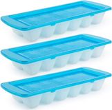 PLASTICFORTE IJsblokjes vormen - 3x stuks - met deksel - blauw - voor 13x ijsklontjes maken per tray