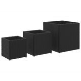 VidaXL Plantenbakken 3 st poly rattan zwart