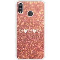 Paillettes coeur Bedrukt siliconen hoesje compatibel met P20 Lite