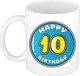 Bellatio Decorations Verjaardag cadeau mok - 10 jaar - blauw - 300 ml - keramiek