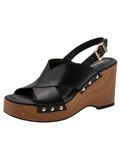 Tamaris Plateau Sandalen Dames Zwart Leer Maat 41