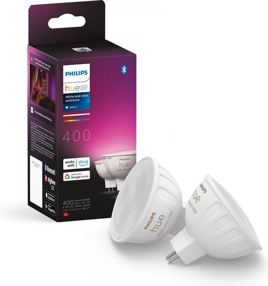 Philips Hue White and Color Ambiance MR16 Spot - 2 Pack
