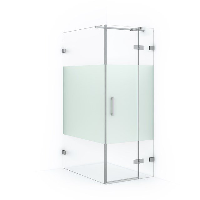 Maxaro Douchecabine Diamond 110x80cm 8mm Helder Veiligheidsglas met Matte Strook Chroom