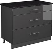 Vicco Keukenonderkast Fame-Line, Antraciet Hoogglans/Antraciet, 100 cm